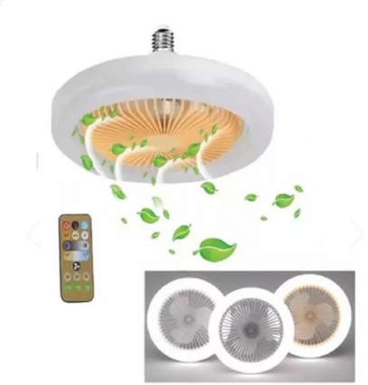 Bombillo Ventilador LED 2 En 1 Con Control Remoto E27 Techo