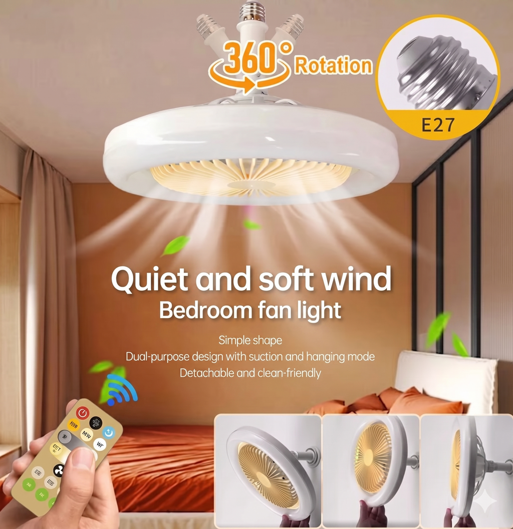 Bombillo Ventilador LED 2 En 1 Con Control Remoto E27 Techo